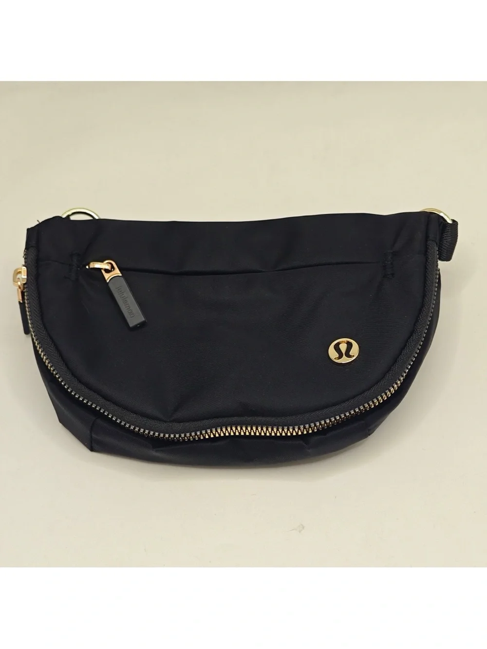 lululemon athletica Black Crossbody Waist Pouch with Gold Hardware